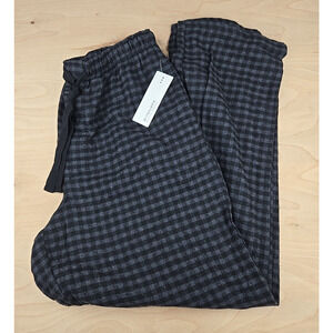 Perry Ellis Portfolio Sleepwear Black Plaid Fleece Sleep Pajama Pants L